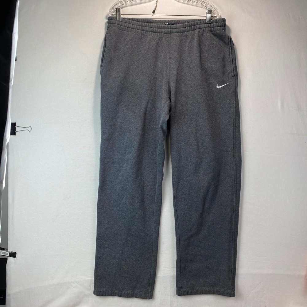 Nike Fleece Straight Leg Sweatpants Mens Large Gray Swoosh